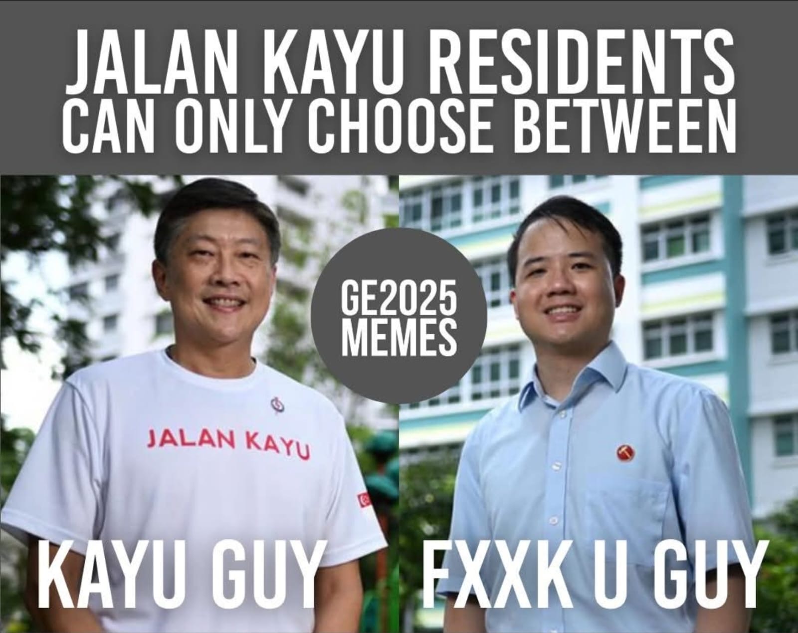 GE2025 meme about Kayu Guy or f*** yu guy